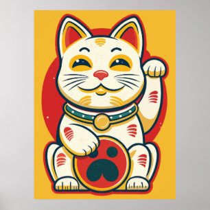 Affiche Maneki Neko - Chat chanceux