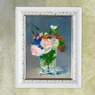Affiche Manet Fleurs dans un vase en cristal
