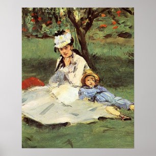 Affiche Manet Impressionniste Français Famille Jardin Pein