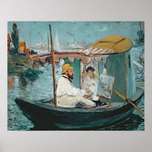 Affiche Manet   Monet dans son studio de flottement, 1874