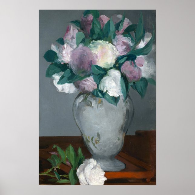 Affiche Manet Peonies Possibly Pink Bouquet Flowers in a V (Devant)