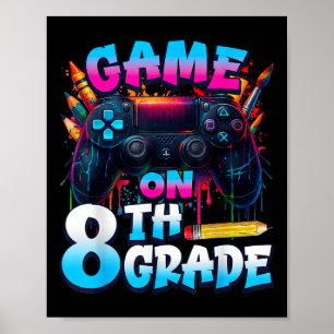 Affiche Manette de jeu activée 8e année premier jour d'éco