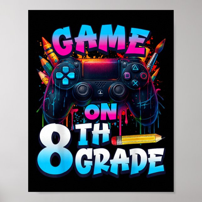 Affiche Manette de jeu activée 8e année premier jour d'éco (Devant)