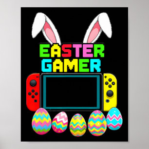 Affiche Manette de jeu Bunny drôle pour garçons joueurs de