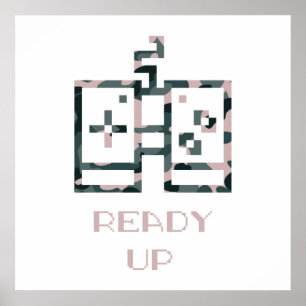 Affiche Manette de jeu camouflage rose Ready Up Gamer