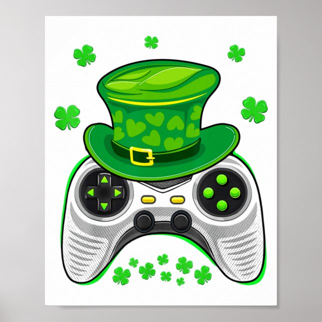 Affiche Manette de jeu Shamrock Gamer St Patricks Day Gam (Devant)