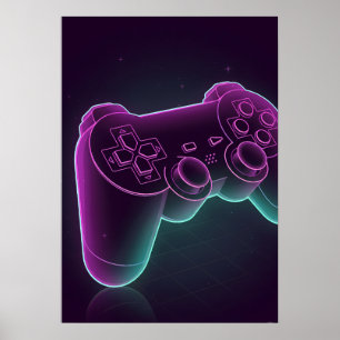 Affiche Manette de jeu Vaporwave minimaliste