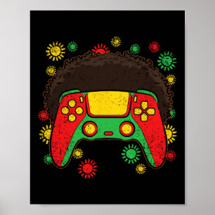 Affiche Manette de jeu vidéo Afro Mois de l'histoire des N