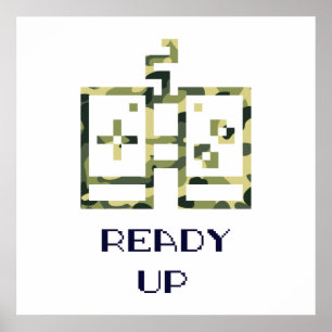 Affiche Manette de jeu vidéo camouflage prête pour le game