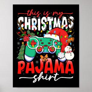 Affiche Manette De Jeu Vidéo C'est Mon Pyjama De Noël