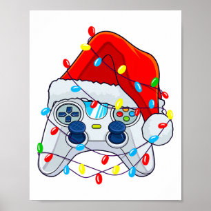 Affiche Manette de jeu vidéo de Noël Santa Gamer Boys