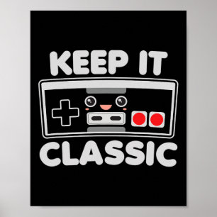 Affiche Manette de jeu vidéo Garde le clic humour 80 rétro