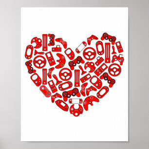 Affiche Manette de jeu vidéo pour la Saint-Valentin pour g