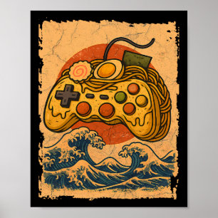 Affiche Manette de jeu vidéo Ramen 