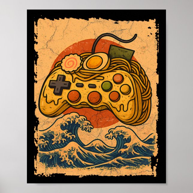 Affiche Manette de jeu vidéo Ramen  (Devant)