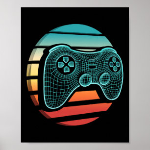 Affiche Manette de jeu vidéo rétro vintage Joueur de jeux