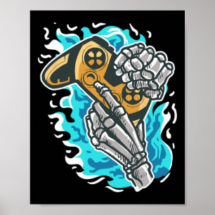 Affiche Manette de jeu vidéo squelette joueur joueur de je
