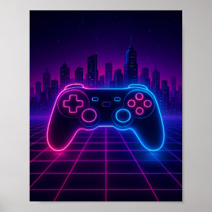 Affiche Manette Néon Rétro — Synthwave