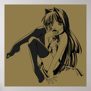 Affiche Manga, Neko Catgirl Furry Kawaii Loli