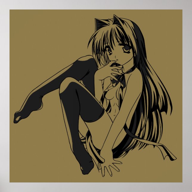 Affiche Manga, Neko Catgirl Furry Kawaii Loli (Devant)