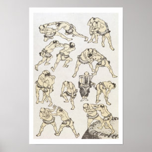 Affiche Manga: studies of gestures and postures of wrestle