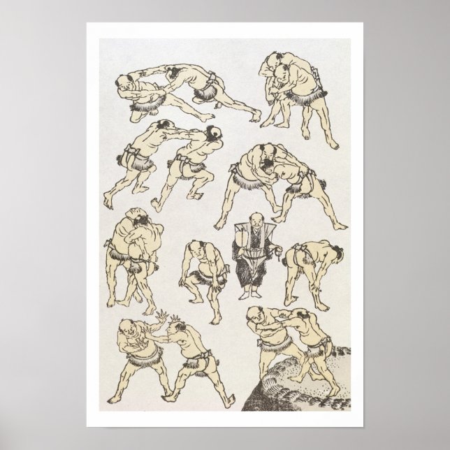 Affiche Manga: studies of gestures and postures of wrestle (Devant)