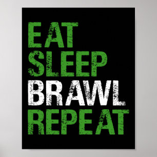 Affiche Mange Sleep Brawl Répéter Gamer Jeu Drôle Pour Les