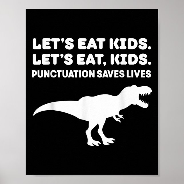 Affiche Mangeons les enfants Dinosaur T-rex Dino Ponctuati (Devant)