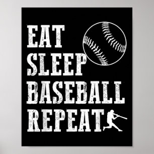 Affiche Manger Baseball Sleep Répéter Batter Life Srts Hus