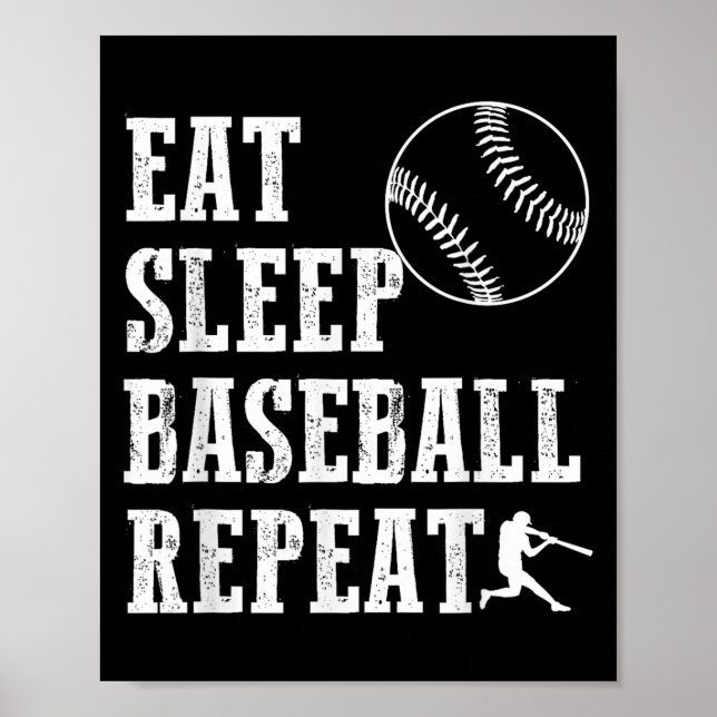 Affiche Manger Baseball Sleep Répéter Batter Life Srts Hus (Devant)