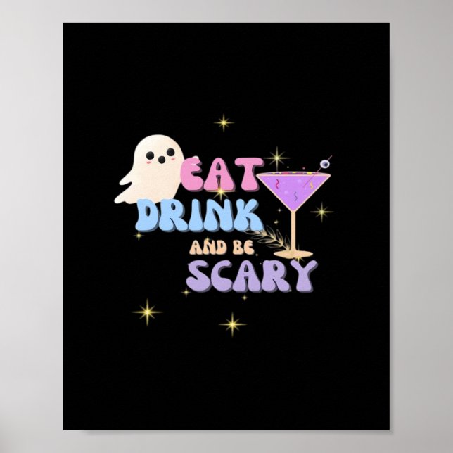 Affiche Manger, boire et être drôle et effrayant Halloween (Devant)