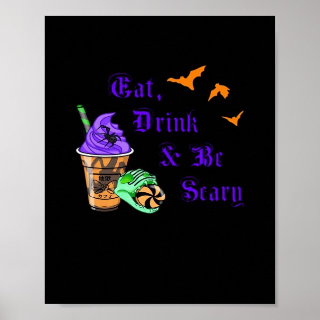 Affiche Manger Boire Et Être Effrayant Halloween Minimalis (Devant)