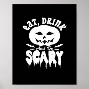 Affiche Manger, boire et être effrayant Halloween Rétro Cl