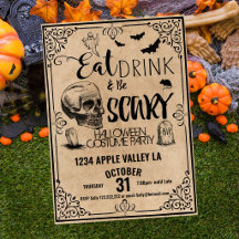 Manger Boire et être Effrayant Halloween Vintage F