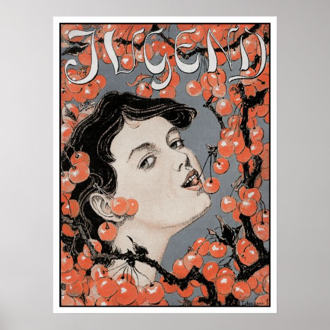 Affiche Manger des cerises - Art Nouveau - Magazine Jugend (Devant)