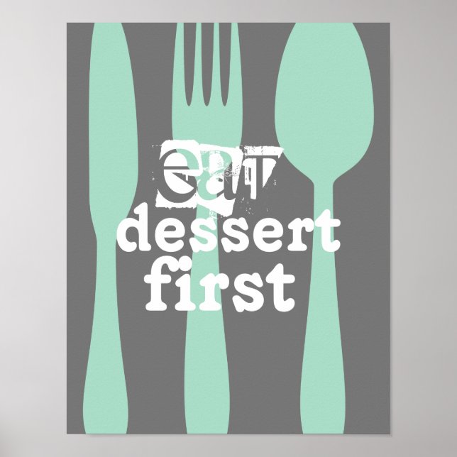 Affiche manger dessert premier mot art mignon (Devant)
