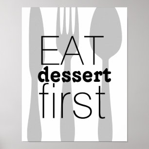 Affiche manger dessert premier mot art mignon