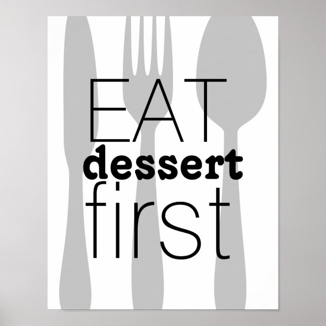 Affiche manger dessert premier mot art mignon (Devant)