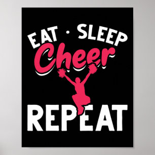 Affiche Manger Dormir Acclamer Répéter Drôle de Cheerleadi