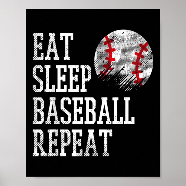 Affiche Manger Dormir Baseball Répéter Entraîneur Équipe J (Devant)