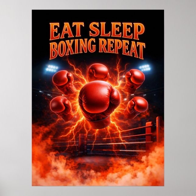 Affiche Manger Dormir Boxe Répéter Art (Devant)