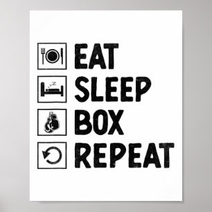 Affiche Manger Dormir Boxe Répéter Boxeur Sports Force Ath