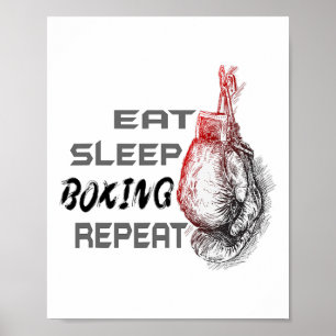 Affiche Manger Dormir Boxe Répéter Enthousiaste de boxe