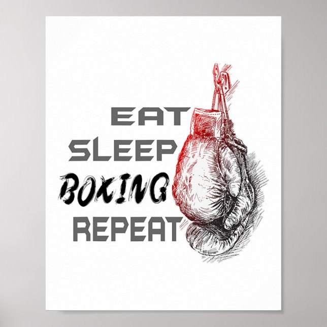 Affiche Manger Dormir Boxe Répéter Enthousiaste de boxe  (Devant)