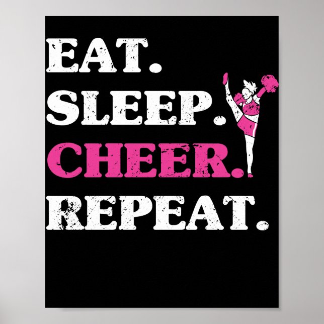 Affiche Manger Dormir Cheer Répéter Pom-pom girl Fan Lover (Devant)