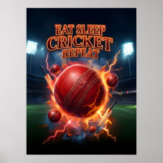 Affiche Manger Dormir Cricket Flamme