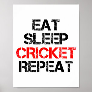 Affiche Manger Dormir Cricket Répéter Équipe Ligue Amateur