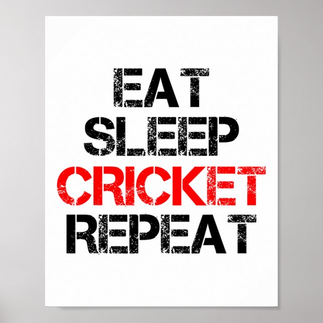 Affiche Manger Dormir Cricket Répéter Équipe Ligue Amateur (Devant)