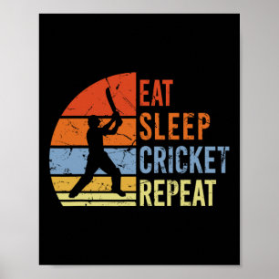 Affiche Manger Dormir Cricket Répéter - Hommes de jeu de c