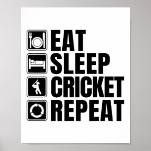 Affiche Manger Dormir Cricket Répéter T-shirt drôle de cri